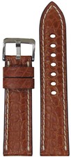 22mm XL RIOS1931 for Panatime Cognac Genuine Alligator Flank Watch Band w White