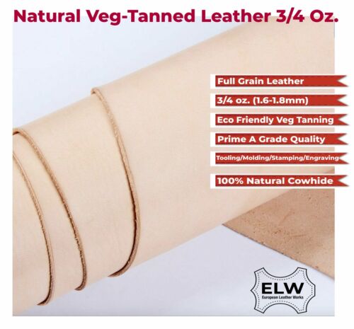 Veg Tan Tooling Leather 3/4 oz (1.4-1.8mm) 2 Piece Special Price - Picture 2 of 8