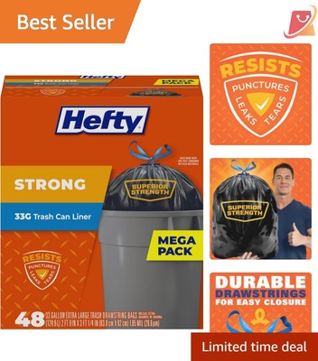 33 Gallon Unscented Trash Bags, 48 Count   Reliable & Versatile All-Purpose