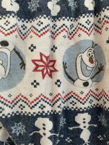 Disney Kids Boys Girl Cute Frozen Olaf Snowman Fair Isle Cotton PJ Pants Multi 6 - Picture 4 of 5