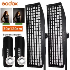 US 2Pack Godox Softbox 30x120cm Honeycomb Grid Strip Bowens Mount Studio Softbox