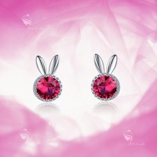 925 silver earrings made with Swarovski crystal bunny stud children's jewellery
