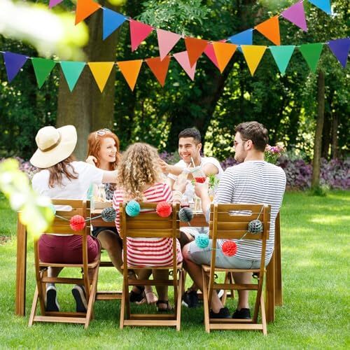 Colorful Pennant Flags - 60pcs Multicolor Pennant Banner 82ft CardStock Paper Pe - Picture 2 of 7