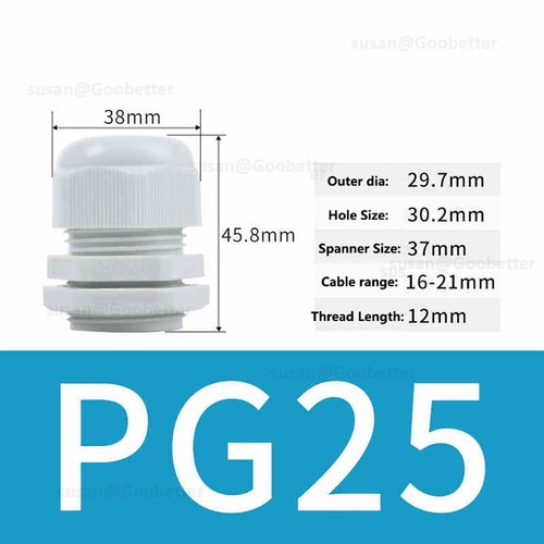CABLE GLAND IP68 WATERPROOF BLACK NYLON COMPRESSION PG7/9/11/13.5/16/19/21/24-63 - Picture 36 of 46