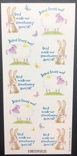 Vintage Hallmark Easter Bunny Lamb Sticker Sheet ONE SHEET ONLY 