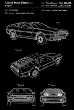 1986 - Delorean Automobile - G. Giugiaro - Patent Art Poster