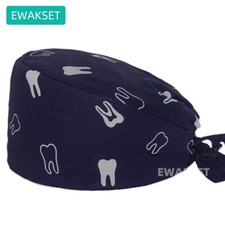 New Dental Scrub Cap for woman man teeth printed 100 cotton nurse surgery hat