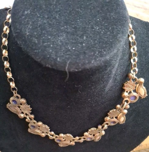 Vintage Colorful Signed NY Necklace Purple Pink Crystal Accents Ships Free - Picture 3 of 4