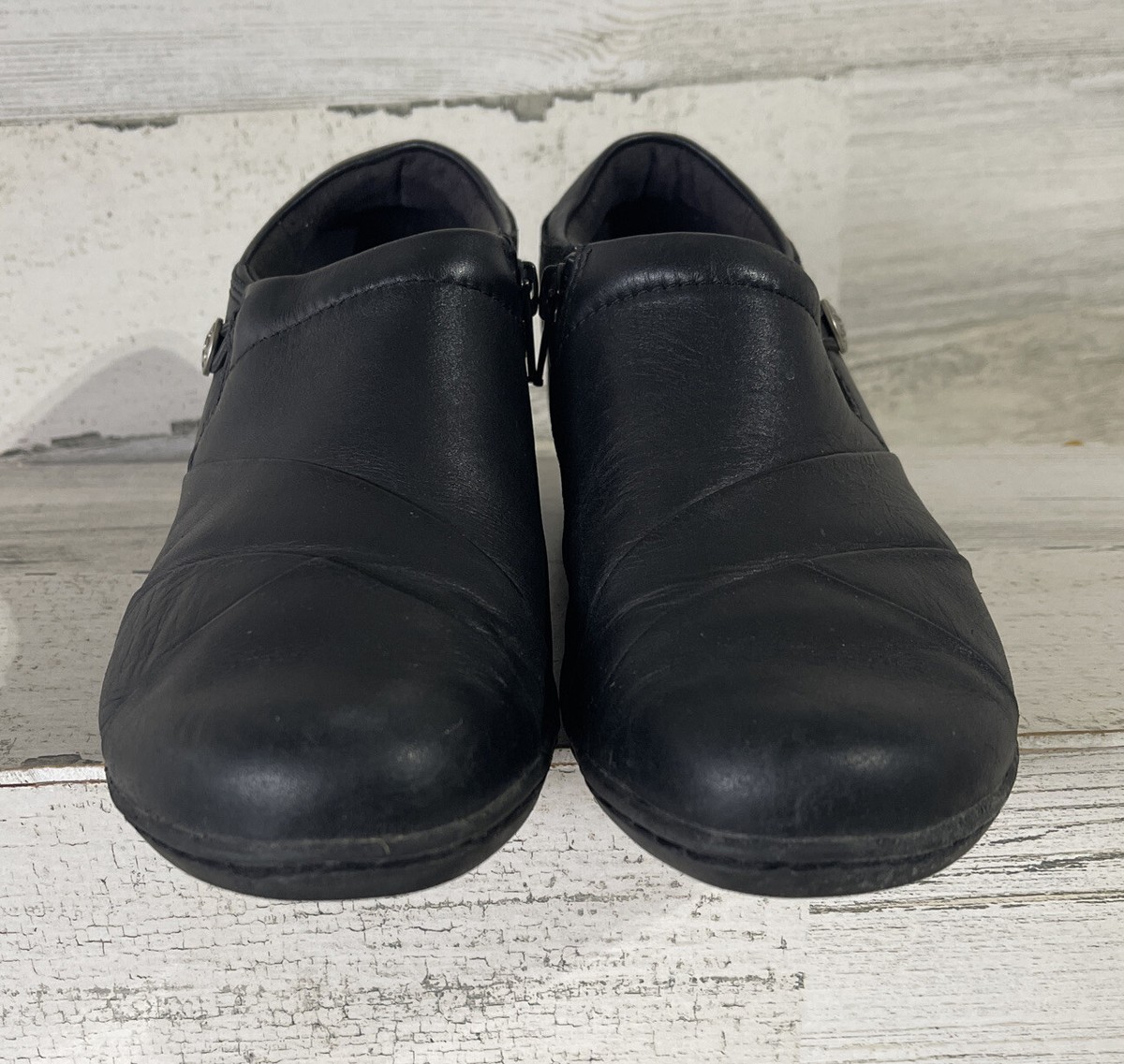 Clark's Women's Shoes SIZE 7.5 Black Side Zipper Leather | eBay