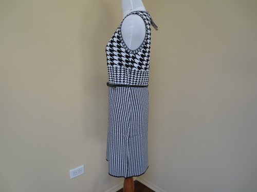 NEW CARMEN BY C MARC VALVO PETITE B/W HOUNDSTOOTH SLEEVELESS KNIT DRESS PS $118 - Picture 5 of 10