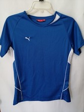 Puma Boy Teen Junior Blue White Tee T-Shirt Sport Casual Sz S Short Sleeve