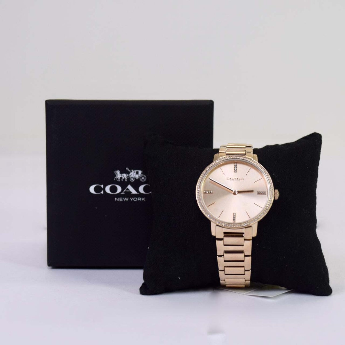 \'Coach Women\'s Audrey Gold-Tone
Stainless Steel Bracelet Watch 35mm Coach Audrey Quartz Crystal Coffee Dial Ladies Watch  main image 2