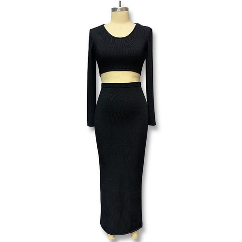 Knitted Skirt Suit Slit Long Sleeve Long Skirt Soft Comfort Snug Fit Elega GTR3 - Picture 16 of 16