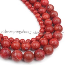 Red Grass Coral 6/8/10/12/14/16/18/20mm Round Gemstone Loose Beads 15'' Strand