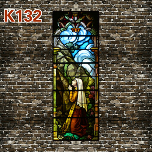 Self-adhesive Window Film Church Stained Glass Sticker Opaque Retro Decorate NEW - Picture 22 of 22