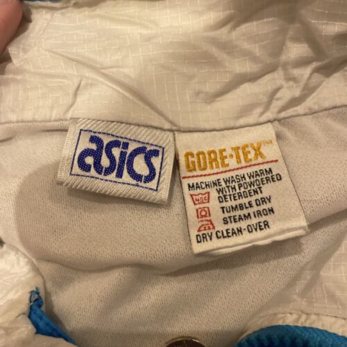 Vintage 80s Asics Gore-Tex Full Zip Windbreaker Jacket Cyan Navy White Size M - Picture 2 of 17