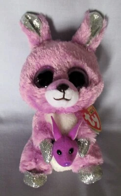 RORY the PURPLE KANGAROO - Ty 6 " Beanie Boos NEW & MINT - Claire's Exclusive - Image 1 of 2