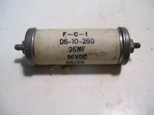 FCI FILM CONDENSATORE INC D6-10-250 POLISTIROLO .25UF 1KVDC P3682 - Foto 2 di 2