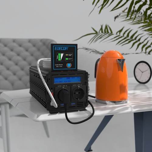 EDECOA 2000W 4000W Power Inverter 12V 220V 230V Convertitore USB LCD - Afbeelding 5 van 9