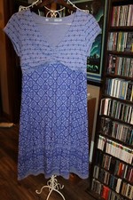 Athleta blue patterned knit lined Dhara Dress Sz LT large Tall  bin301 