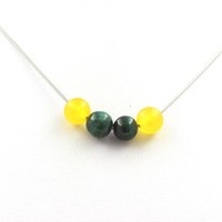 Steine Und MinéRaux. Halskette Perlen Achat Gelb + Malachit Aus Kongo 8 Mm Kette