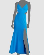 Aqua Women's Blue Crepe Cut-Out Evening Dress Size 8