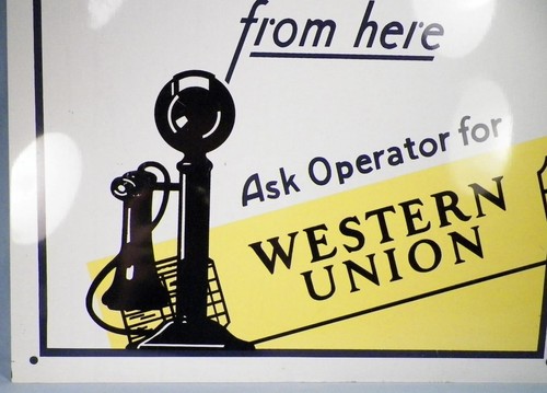 Telephone Your Telegrams Sign Ask Operator for Western Union Modern Reproduction - Picture 3 of 6