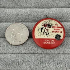 Lone Ranger GE General Electric Full Ranger Radio Round-Up Pinback Button #59735