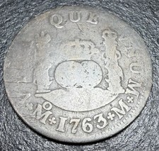 1763/2 - Early Mexico Pillar 2 Reales - Rare Overdate - Scarce Silver - 250a