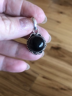 Black Onyx Dainty 1  Pendant Artisan Made