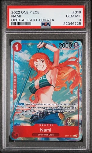 ONE PIECE NAMI 2022 OP01-ROMANCE DAWN #016 ALT ART-ERRATA PSA 10