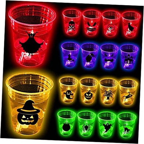 16 oz 24 pack Glow Halloween Party Cups, Halloween Horror theme for Nighttime