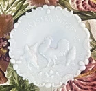 Vintage Milk Glass "No Easter Without Us"  Plate 6 1/4" Chicks, Rooster & Eggs