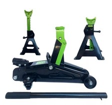 KIT CRIC SOLLEVATORE 2.5T +2 CAVALLETTI PER AUTO 2500KG CRICK CARRELLO IDRAULICO