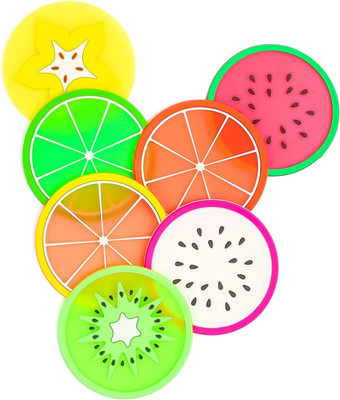 Domestar Fruit Coaster, 7PCS 3.5'' Non Slip Car Coaster Heat Insulation Colorful