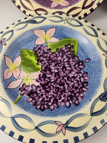 Gates Ware By Laurie Gates Set Of 4 Hydrangea Salad/ Dessert Plates 9.5" - Picture 7 of 11