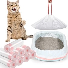 80 Count Extra Large Cat Litter Box Liners Cats Pan Bags Drawstring Jumbo Kitty
