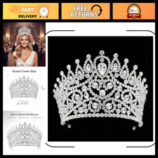 Extra Large Crystal Tiara Crown for Women - Rhinestone Pageant Headpiece, Prom,