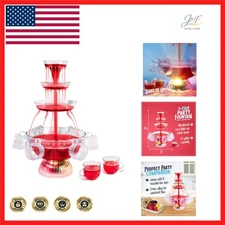 Elegant 3-Tier LED Lighted Party Fountain – Holds 1.5 Gallons, 8 Cups Included