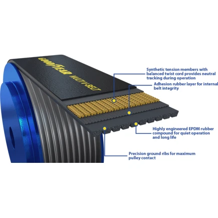 Cinturones 1120559 Cinturón Serpentino Multi V Cinturón, 55,9 pulgadas Le efectivo para Goodyear Foto 3 de 4