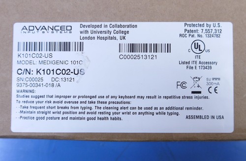 Esterline Advanced Input Systems K101C02-US (MEDIGENIC 101C) Open Box - Afbeelding 3 van 3