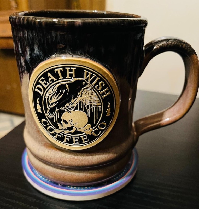 Deathwish Coffee Mug 2018 Deneen Pottery Raven Nevermore Limited #2916