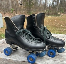 Vintage Sure Grip Super X 7L Roller Skates Black Mens Size 10 Leather USA