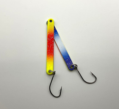 Trout Sticks Hypno Sticks Spoon Blau/Weiß/Gelb/Orange UV-Aktiv 2,3g Forellen