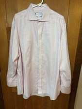 Charles Tyrwhitt Non-Iron Classic Fit Cotton Pink/White Check Dress Shirt 18 35