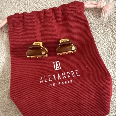 Alexandre de Paris Hair Clip Brown Gold Micro Elegant Accessory