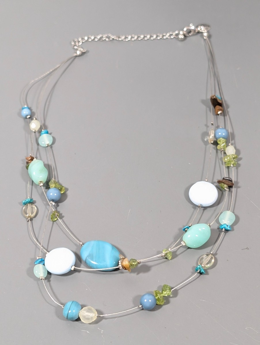 アクセサリー lalala888 Lia Sophia Islander Necklace Blue Green Bead Multi Wire 19 in | eBay