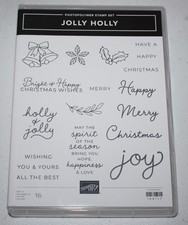 Stampin Up Retired Photopolymer JOLLY HOLLY Merry Christmas Bells Joy Spirit