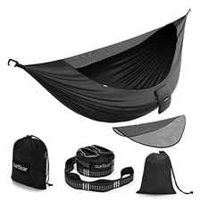  Camping Hammock with Removable No See-Um Net, Double & Single Portable Black