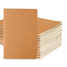 24 Pack Blank Notebook & Journal Bulk, Kraft Cover, Unlined Plain Thick Paper...
